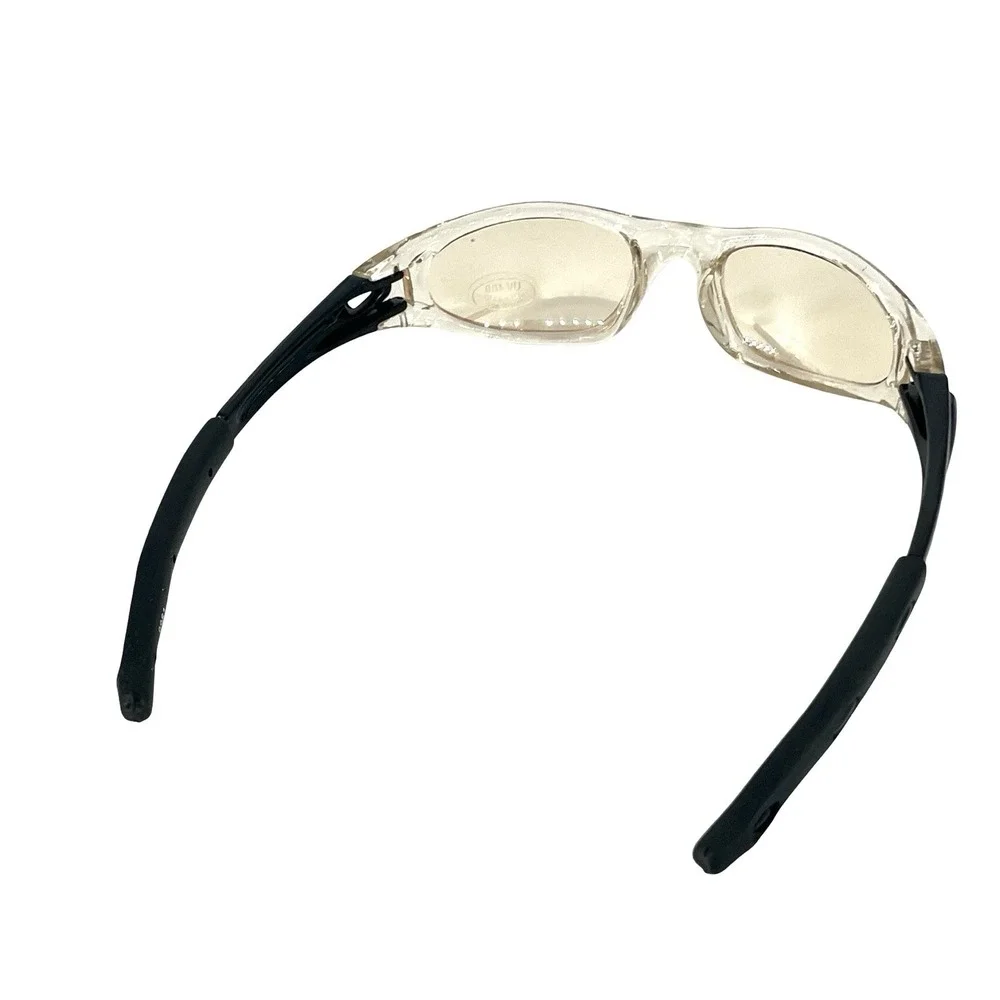 Y2K Wraparound Sunglasses Clear Champagne Amber Lens Sport Cyber UV400